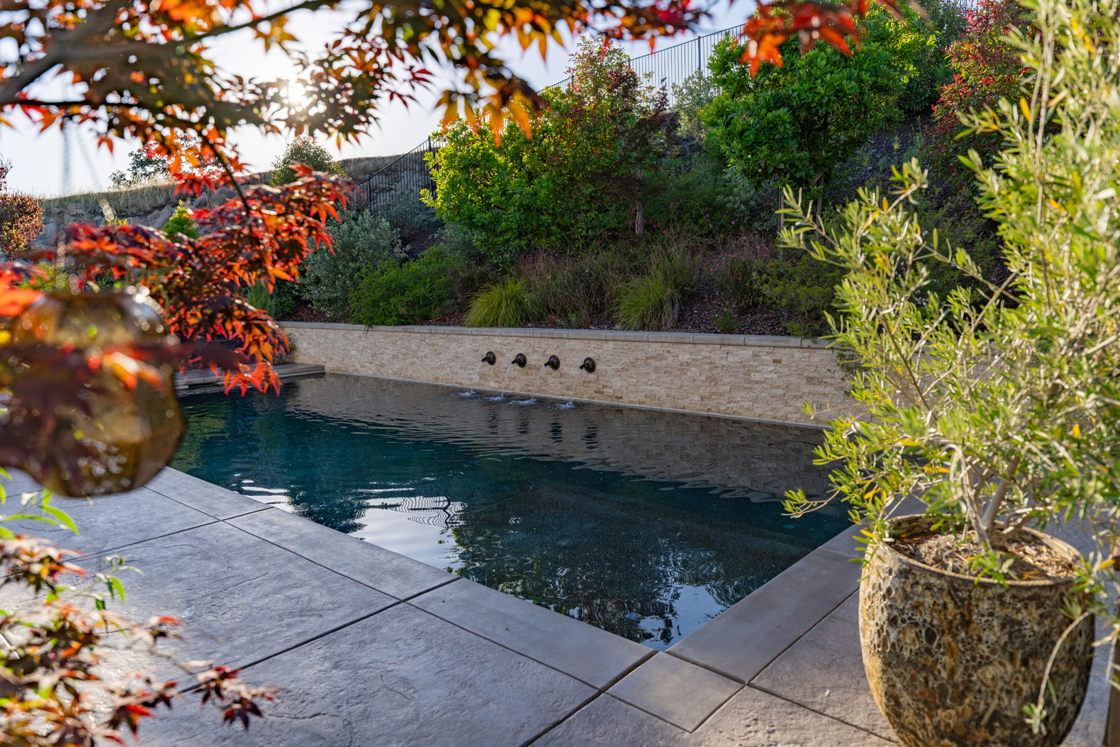 Lincoln Outdoor Living Spaces design with Water Features